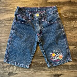 Y2K Kids Denim Jeans with Peace Embroidery